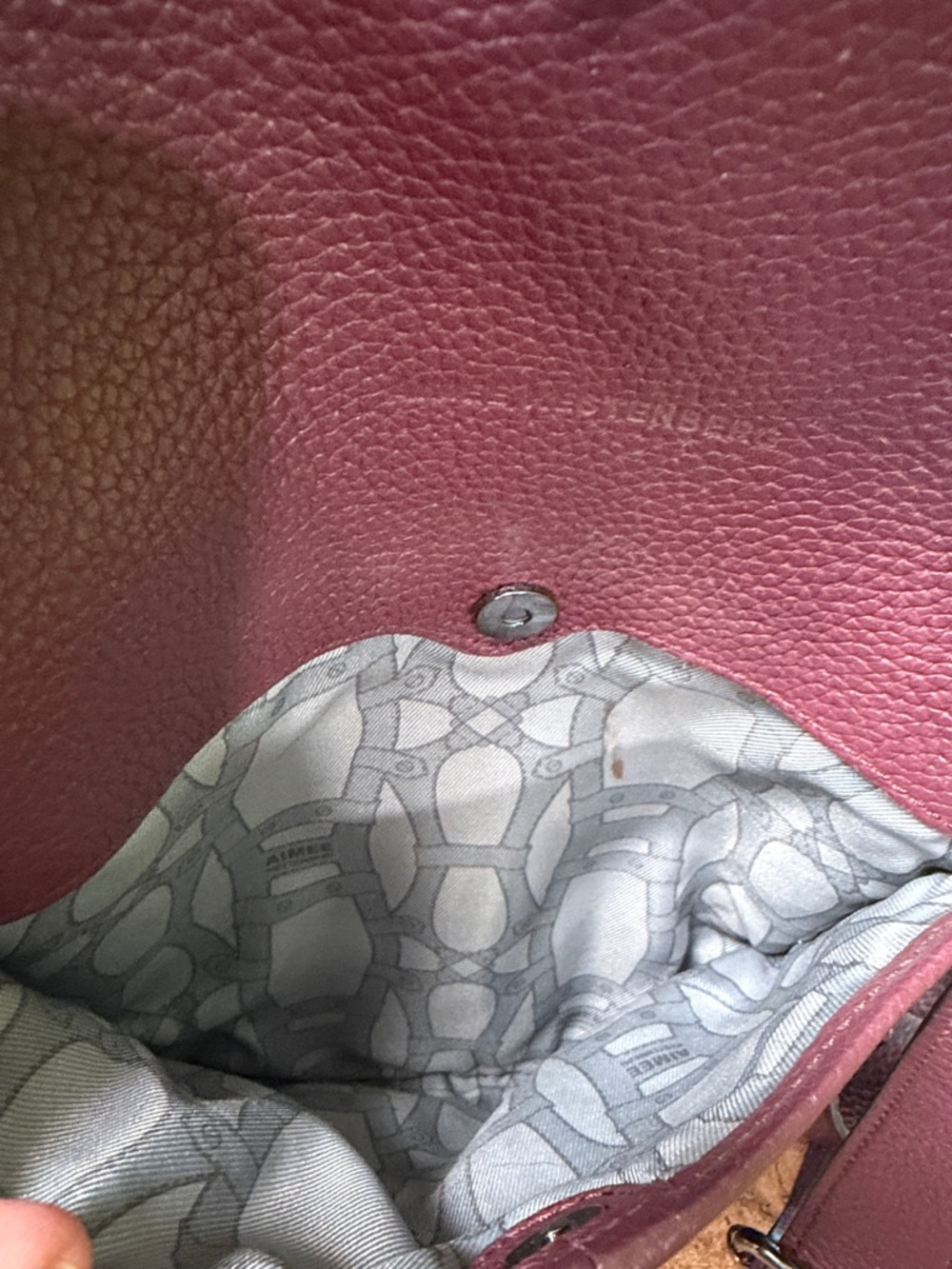 Aimee Kestenberg Tamitha Leather-Trim Velvet Backpack in Burgundy - Picture 9 of 11